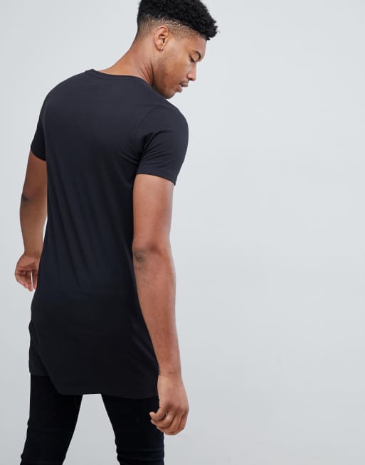 Camiseta muy larga con cuello redondo en negro de ASOS DESIGN Tall, 2 de 4