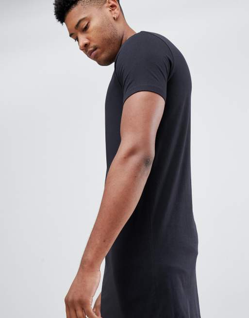 Camiseta muy larga con cuello redondo en negro de ASOS DESIGN Tall, 3 de 4