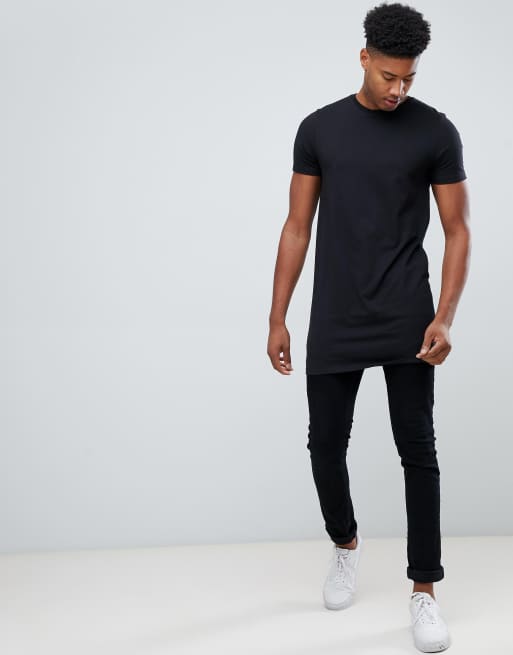 Camiseta muy larga con cuello redondo en negro de ASOS DESIGN Tall, 4 de 4