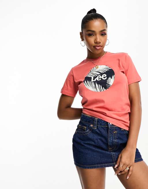 Camiseta naranja con logo circular con palmeras de Lee Jeans