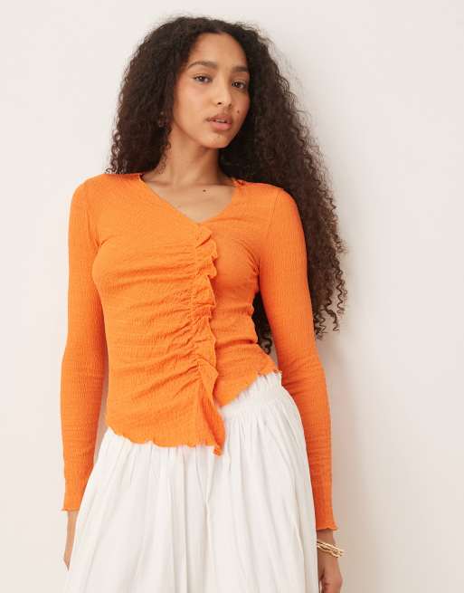 Camiseta naranja de manga larga de tejido rugoso de Scalpers
