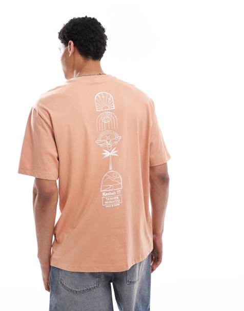 Camiseta naranja lavado extragrande con estampado "Kasbah" de ONLY & SONS - view 1