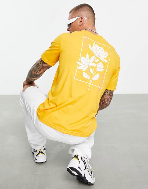 Camiseta naranja mango con estampado de magnolia de Bolongaro Trevor | ASOS