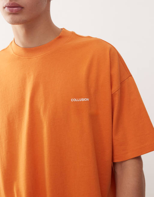 Camiseta naranja unisex con logo de COLLUSION, 2 de 4
