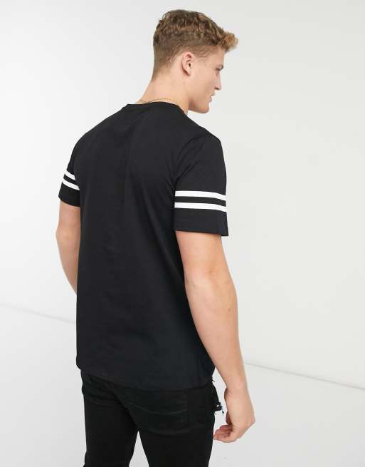 Camiseta negra a rayas color block de Burton Menswear, 2 de 4