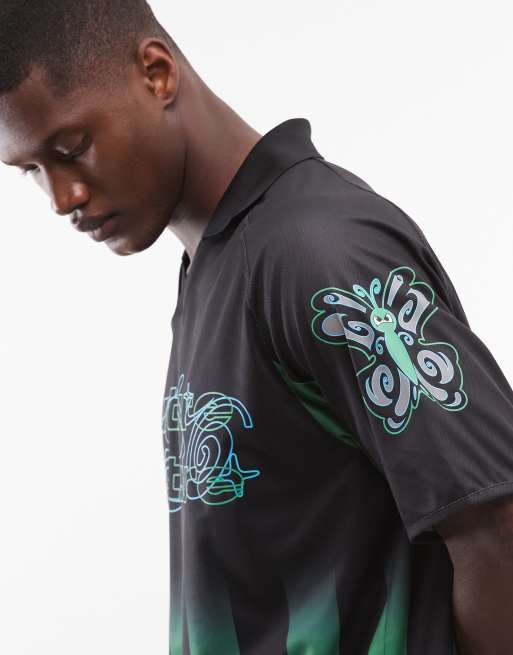 Camiseta negra a rayas de estilo fútbol con estampado gráfico Eaxe de Element, 4 de 5