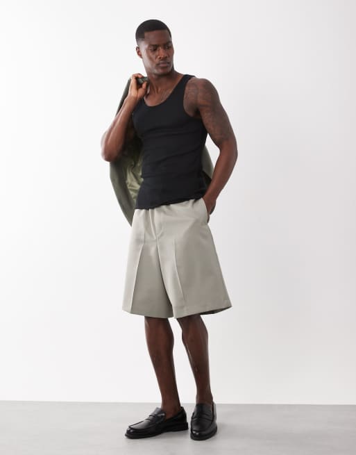 Camiseta negra ajustada sin mangas con cuello ancho medio de canalé de ASOS DESIGN, 3 de 5
