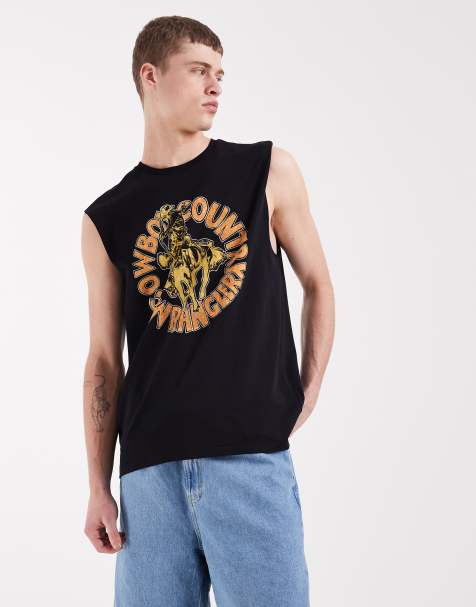 Camiseta negra ajustada sin mangas con estampado gráfico de Wrangler - view 1