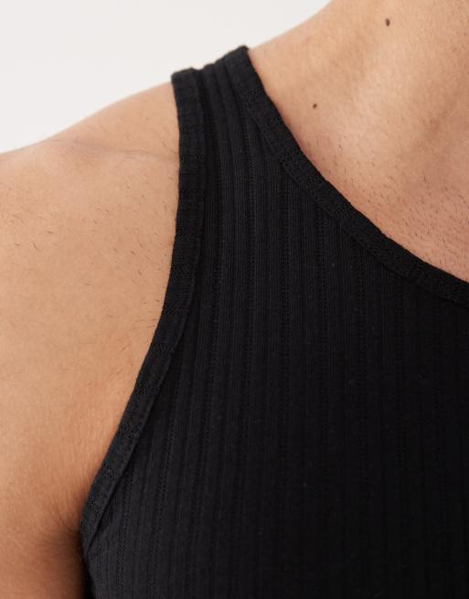 Camiseta negra ajustada sin mangas de canalé de Jack & Jones, 3 de 5