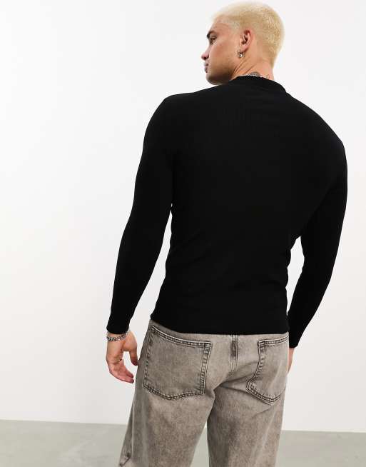 Camiseta cuello alto negra hotsell