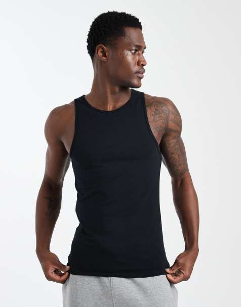 Camiseta negra básica ajustada de tirantes de ASOS DESIGN - view 1