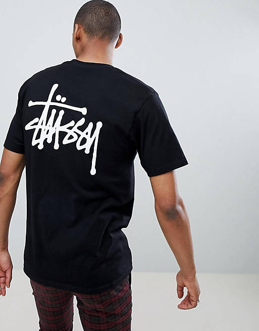 Marketing de motores de búsqueda natural alias Camiseta negra básica con estampado del logo de Stussy | ASOS