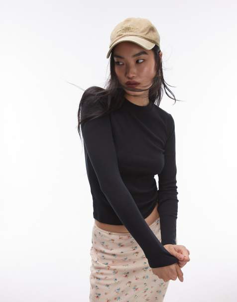 Camiseta negra básica de manga larga de Topshop - view 1