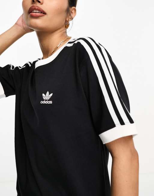 Camiseta negra con 3 rayas de adidas Originals