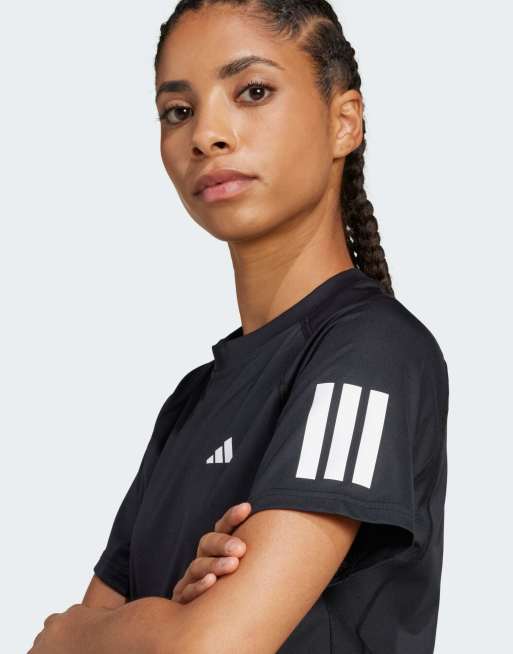 Camiseta negra con 3 rayas Club Tennis Climacool de adidas Performance, 3 de 4
