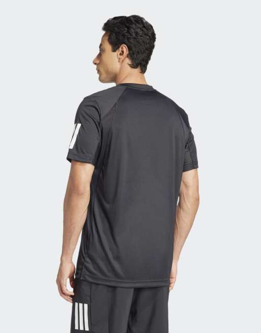 Camiseta negra con 3 rayas Club Tennis Climacool de adidas Performance, 3 de 4
