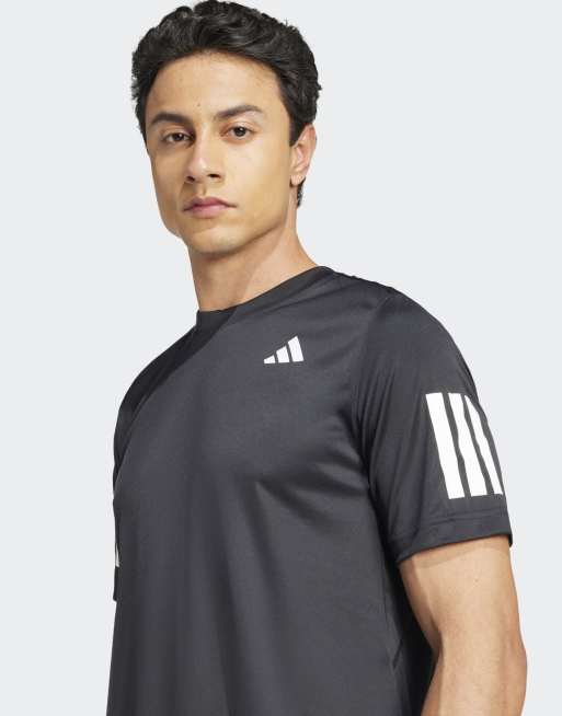 Camiseta negra con 3 rayas Club Tennis Climacool de adidas Performance, 4 de 4