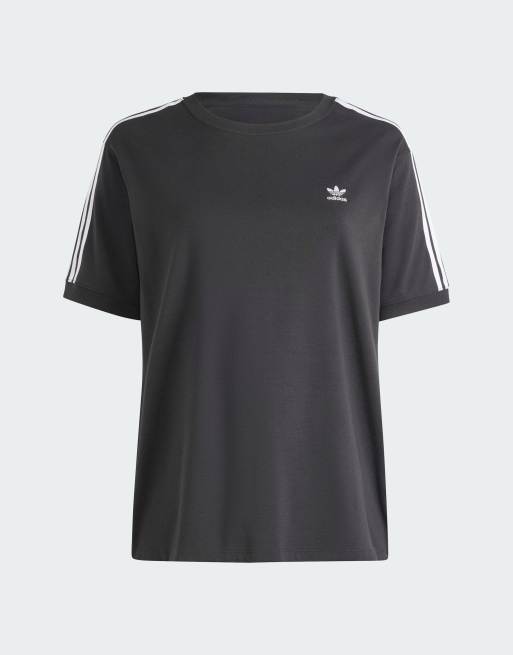 Camiseta negra con 3 rayas de adidas Plus, 3 de 4