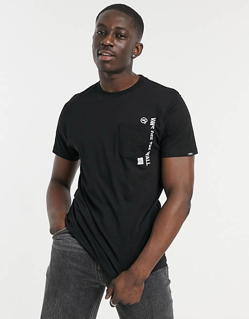 Hombre Tops | Camiseta negra con bolsillo Quick Response de Vans - UR90616