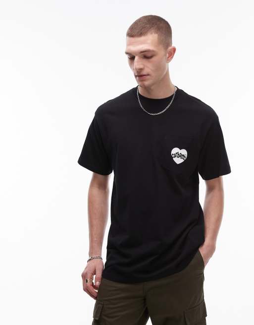 Camiseta negra con corazón en el bolsillo Amour de Carhartt WIP, 3 de 4
