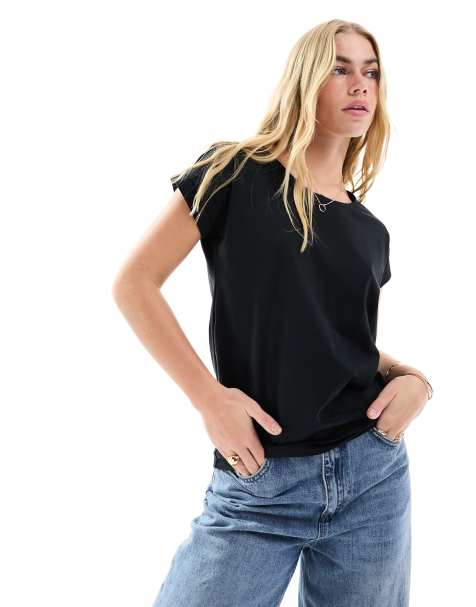 Camiseta negra con cuello ancho de Vila - view 1