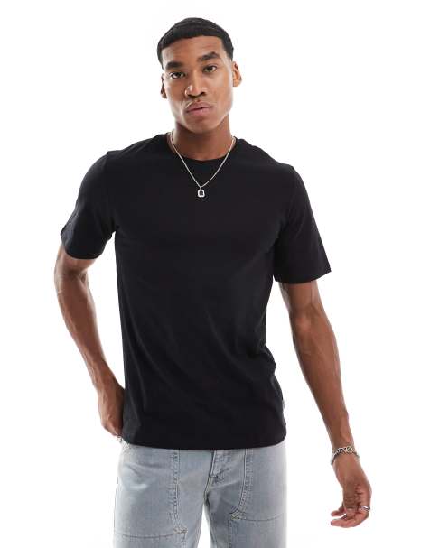 Camiseta negra con cuello redondo de algodón de Jack & Jones Essentials - view 1