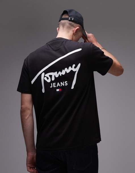 Camiseta negra con cuello redondo y logo de firma de Tommy Jeans - view 1