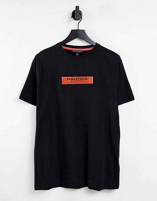 recinto Escalera Confundir Camiseta negra con detalle de parche adhesivo Renzo de Nautica Competition  | ASOS
