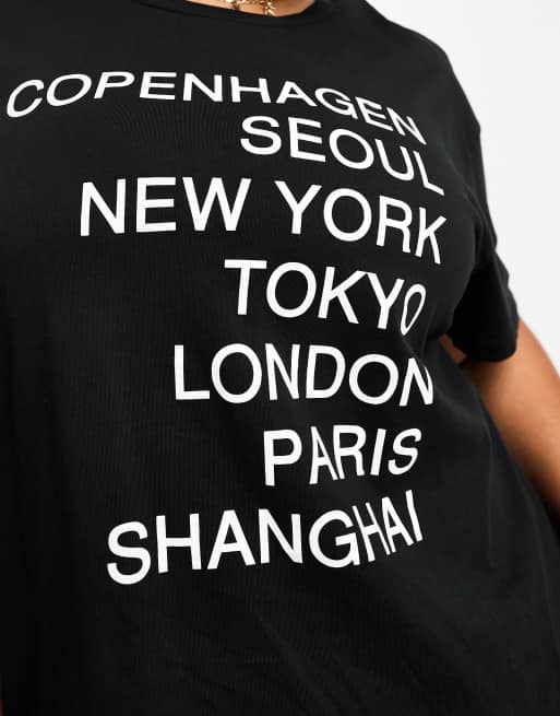 Camiseta negra con diseño de ciudades de Noisy May Curve, 3 de 4