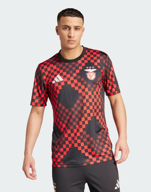 Camiseta negra con diseño de la equipación prepartido del Benfica de la temporada 25/26 de adidas Performance
