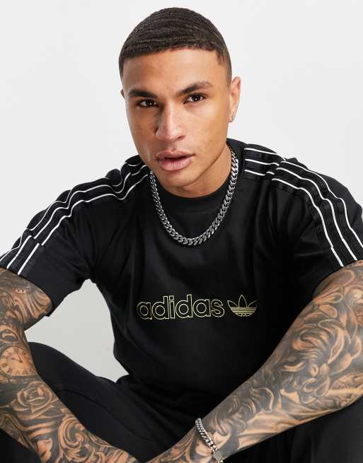Camiseta negra con diseño de paneles de satén SPRT de adidas Originals