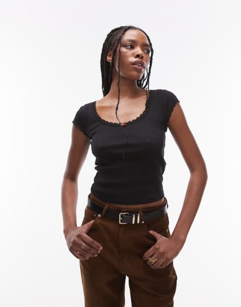 Camiseta negra con diseño encogido de pointelle de Tommy Jeans - view 1