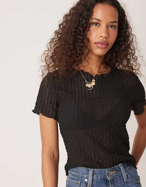 Camiseta negra con diseño encogido de tejido texturizado de AWARE - view 1
