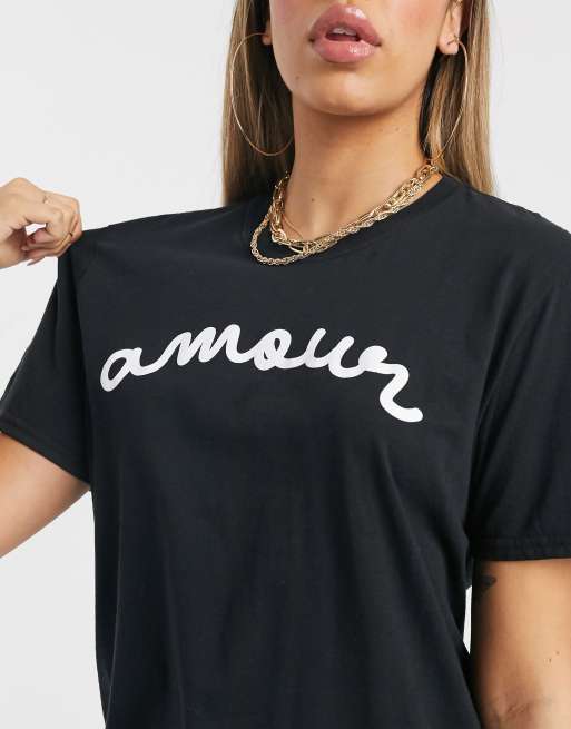 Camiseta negra mon amour para niña