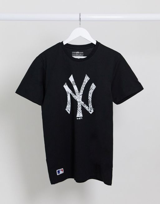 Camiseta negra con estampado de cachemir MLB New York Yankees de New Era