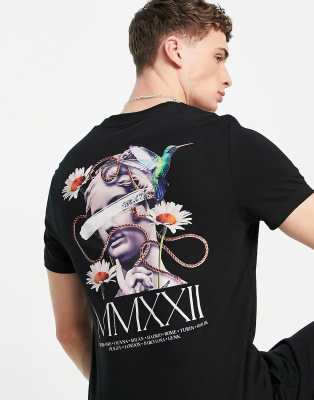 Camiseta negra con estampado de estatua en la espalda de ASOS DESIGN