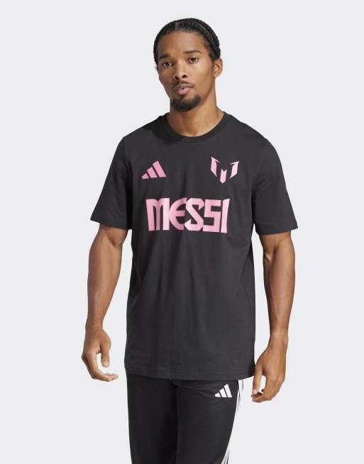 Camiseta negra con estampado de número y nombre de Messi de adidas Performance, 2 de 4