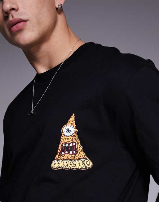 Camiseta negra con estampado de pizza Nizzerio de HUGO Blue, 4 de 4