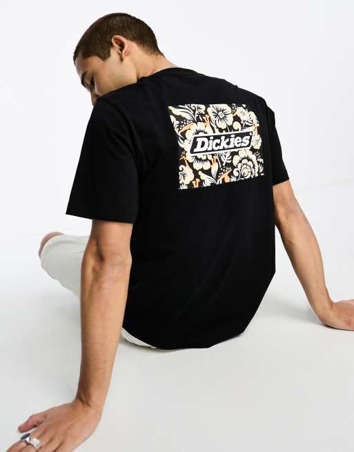Camiseta negra con estampado de recuadro con flores en la espalda Roseburg de Dickies