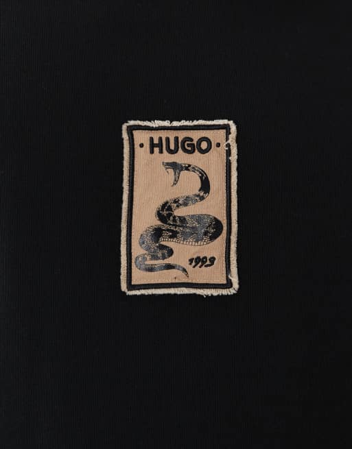 Camiseta negra con estampado de serpiente de HUGO Red, 3 de 5