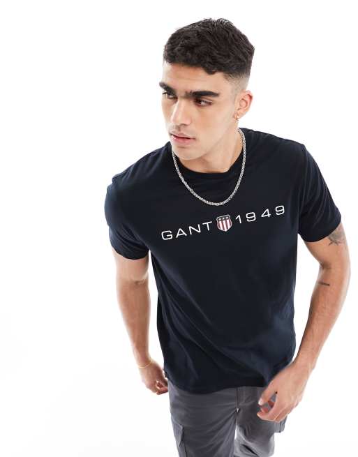 Camiseta negra con estampado del logo de escudo 1949 de GANT