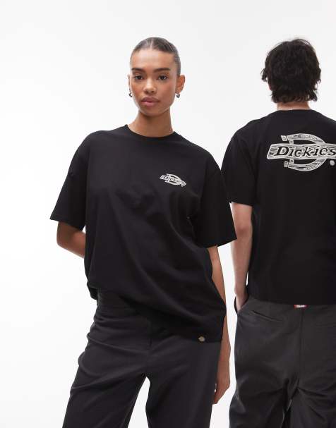 Camiseta negra con estampado del logo efecto madera en la espalda de Dickies - view 1