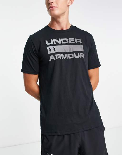 Desobediencia gusano Valle Camiseta negra con estampado en el pecho Wordmark de Under Armour Training  | ASOS