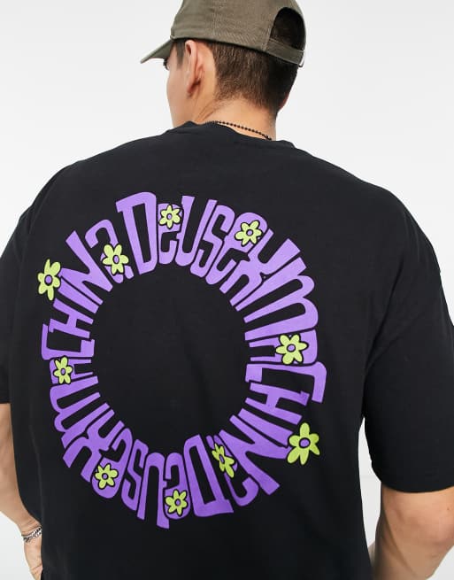 Camiseta negra con estampado en forma de ruega exclusiva en ASOS de Deus Ex Machina
