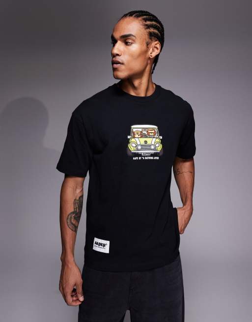 Camiseta negra con estampado en la espalda Aaper de AAPE BY A BATHING APE®, 3 de 5