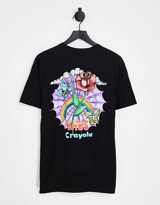 Camiseta negra con estampado en la espalda Rainbow de Vans x Crayola