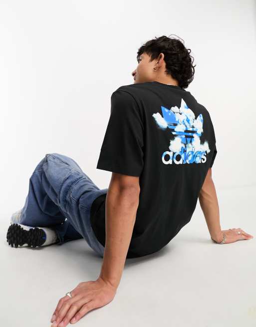 Camiseta negra con estampado gráfico de adidas Originals