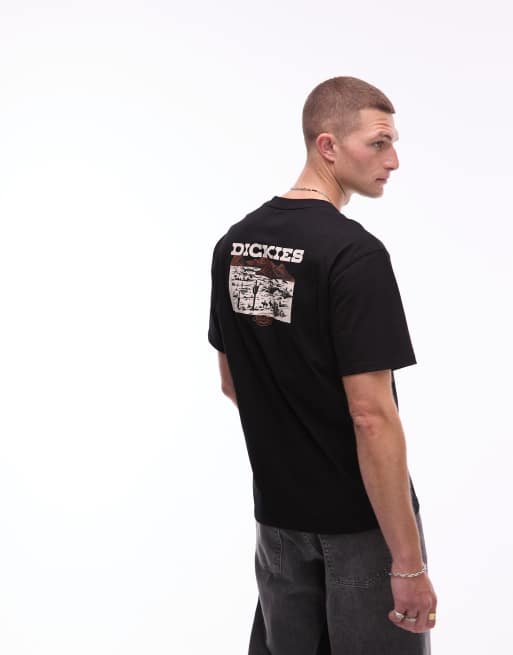 Camiseta negra con estampado gráfico en la espalda de paisaje de Dickies, 3 de 4