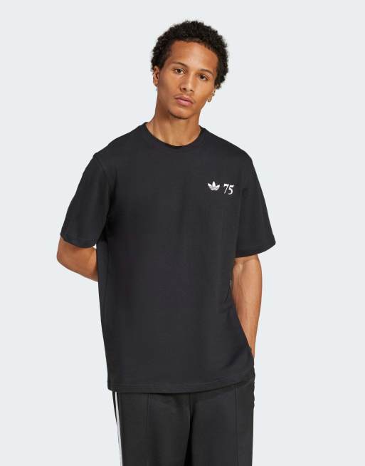 Camiseta negra con estampado gráfico Sambatee por el 75 aniversario de adidas Originals