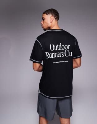 Camiseta negra con estampado gráfico trasero de malla de secado rápido Outdoor Runner de 4505 - view 1